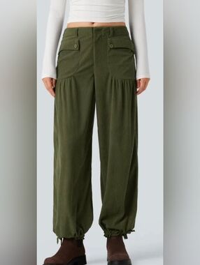 HALARA Pants Jogger Relaxed Soft Corduroy Comfortable Draped Hazel Mist Green